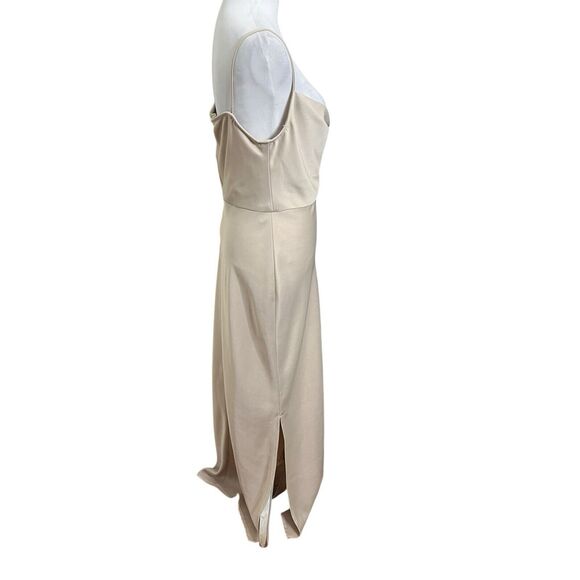 BHLDN Cali Satin Cowl Neck Slip Dress Champagne Women’s Size 14 Midi - Picture 9 of 14
